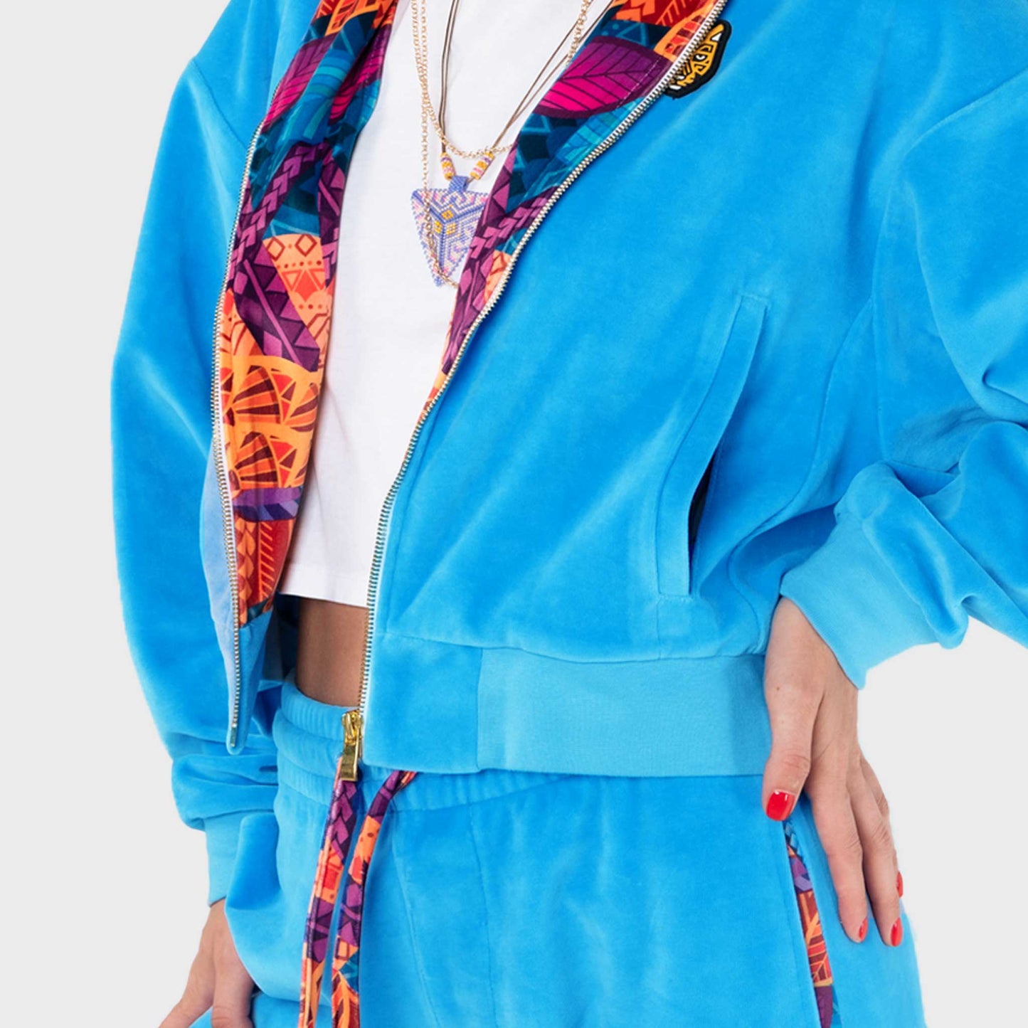 Blue Female Velour Sets Unique Style Artistic Womens Clothing | by AWAKEN ART