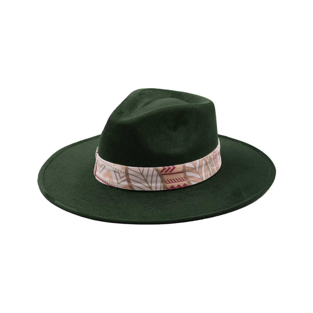 Dark Green Fedora Hat with Subtle Band and Feathers