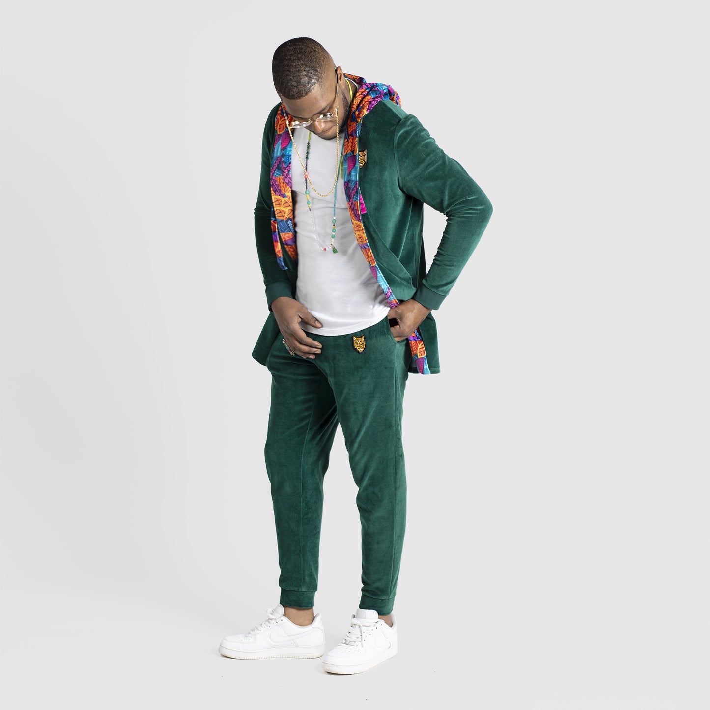 Green Velour Clothing Design Mens Cardigans | by AWAKEN ART