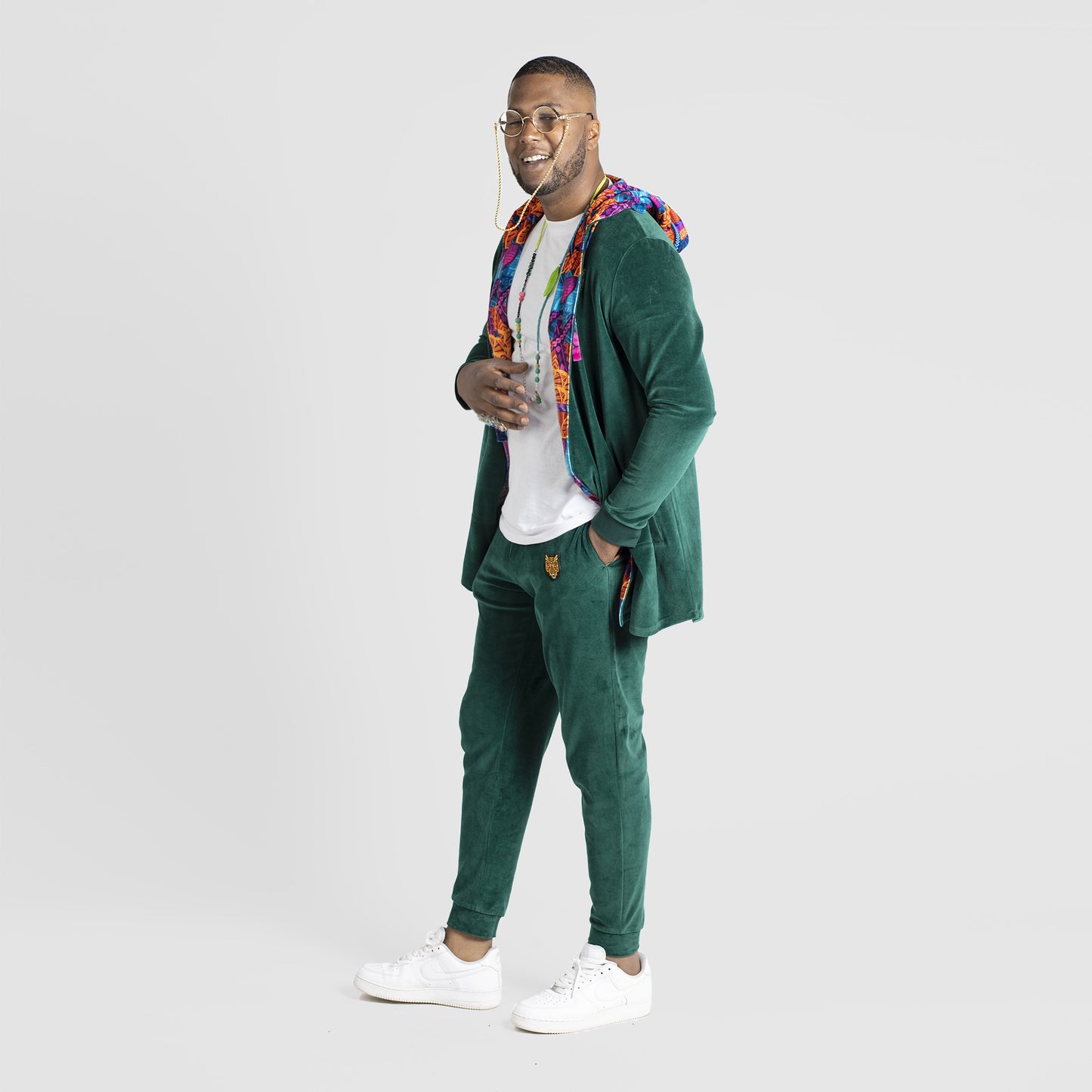 Green Velour Clothing Design Mens Cardigans | by AWAKEN ART
