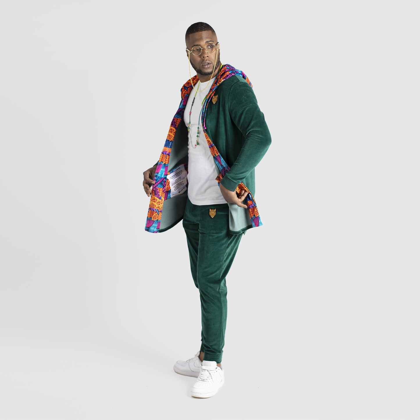 Green Velour Clothing Design Mens Cardigans | by AWAKEN ART