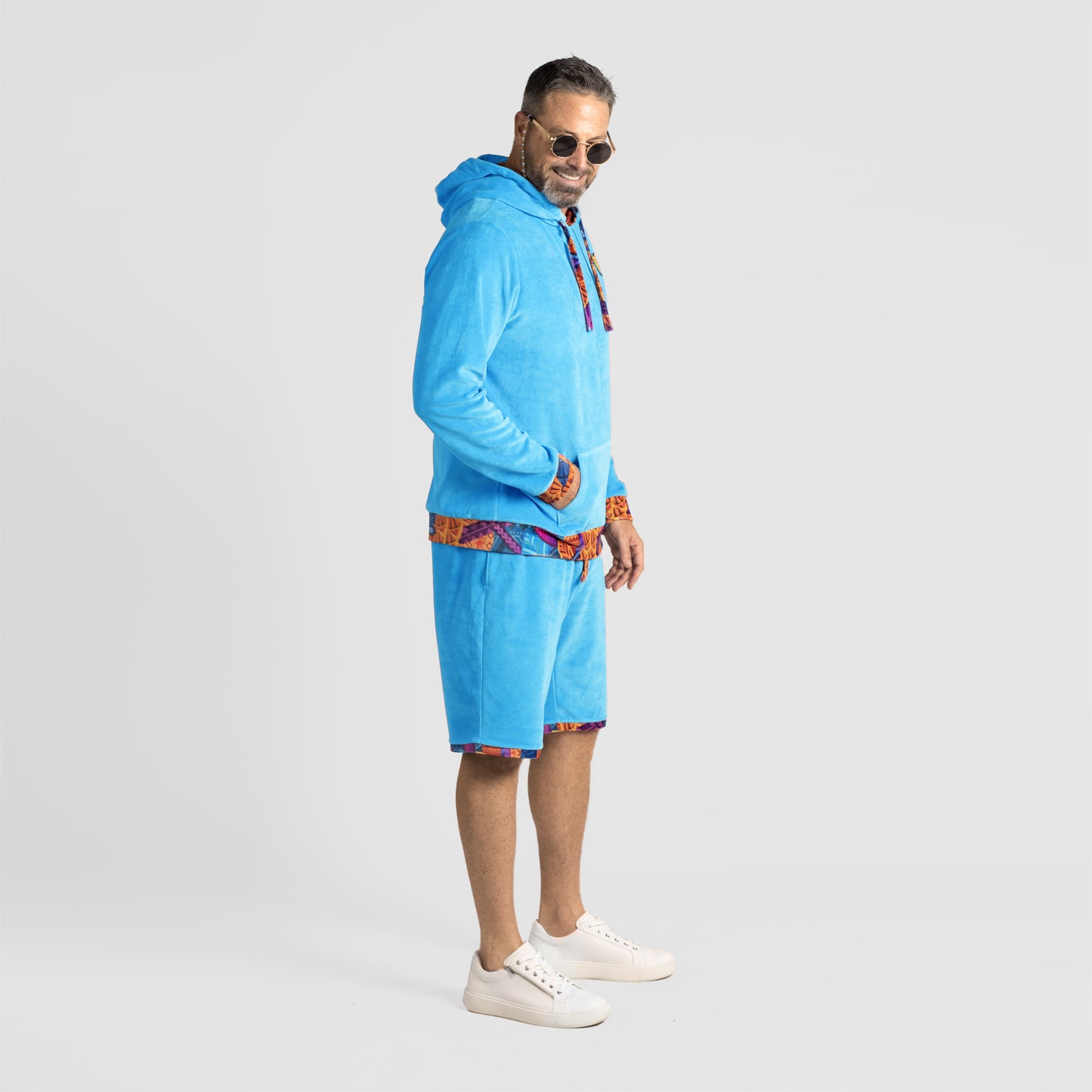 Artistic Velour Blue Hoodie Mens Stylish Outfit | by AWAKEN ART
