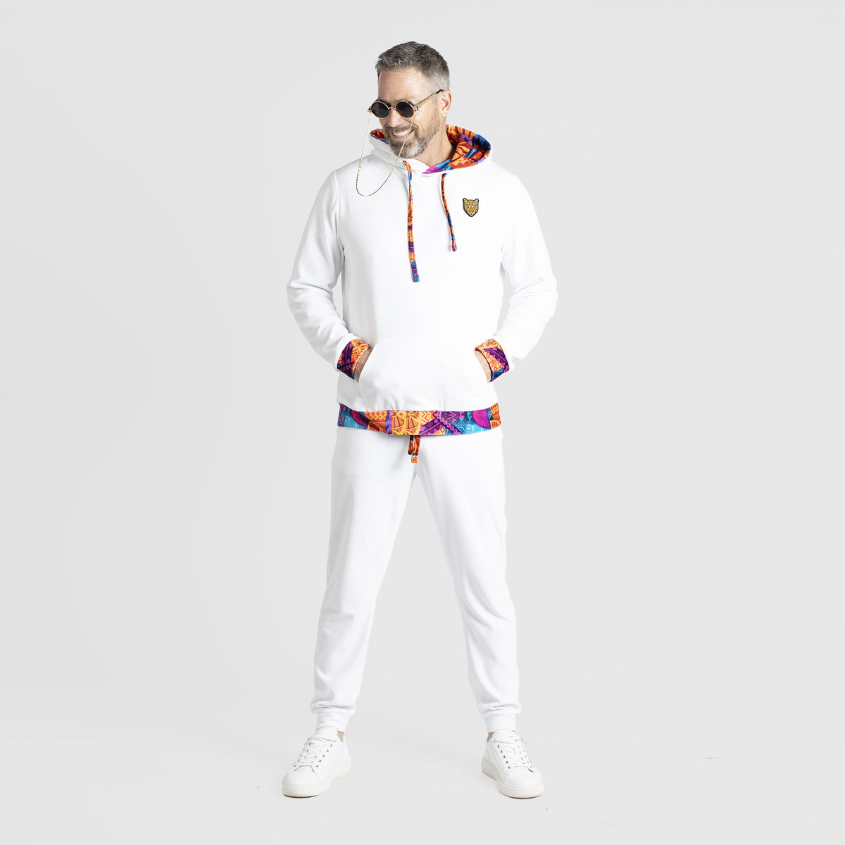White Velour Hoodie Unique Design Mens Outfit High Quality | by AWAKEN ART