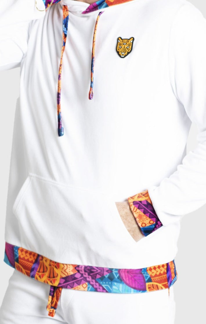 White Velour Hoodie Unique Design Mens Outfit High Quality | by AWAKEN ART