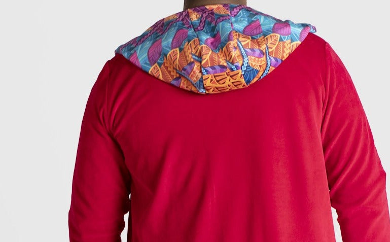 Unique Design High Quality Red Velour For Men Stylish Cardigan | by AWAKEN ART