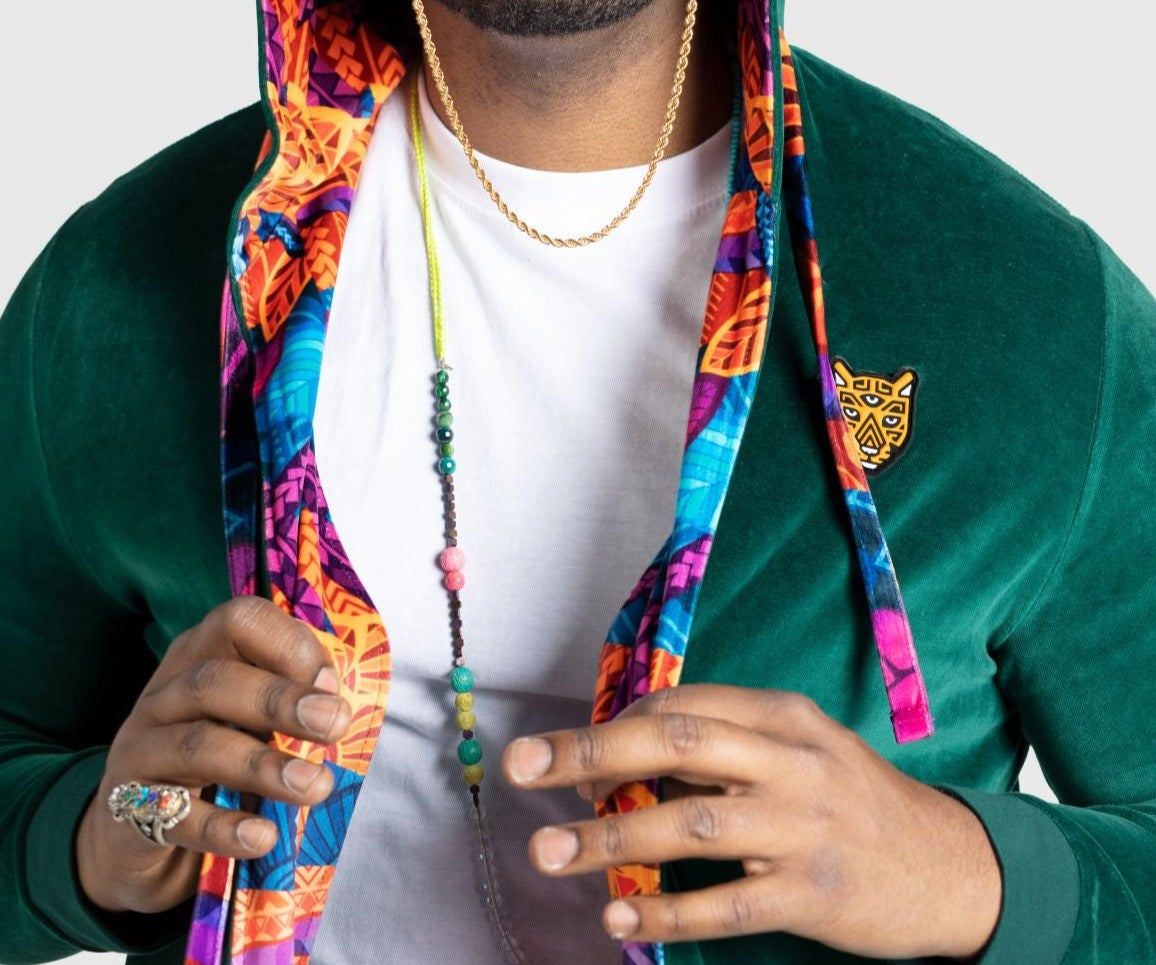 Green Velour Clothing Design Mens Cardigans | by AWAKEN ART