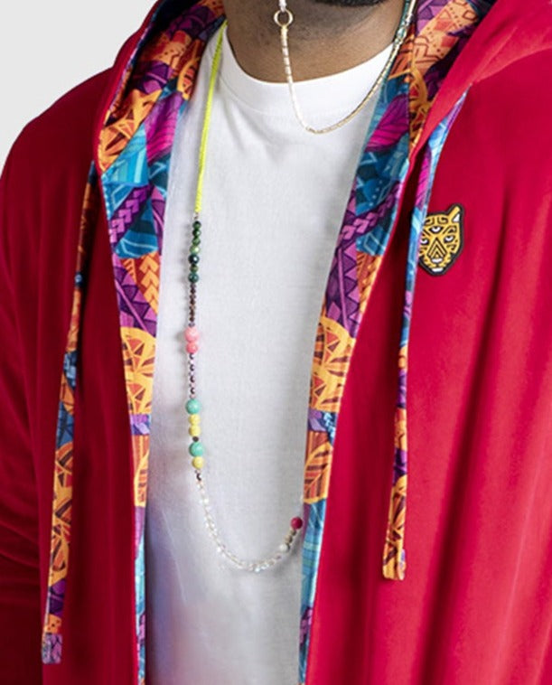 Unique Design High Quality Red Velour For Men Stylish Cardigan | by AWAKEN ART
