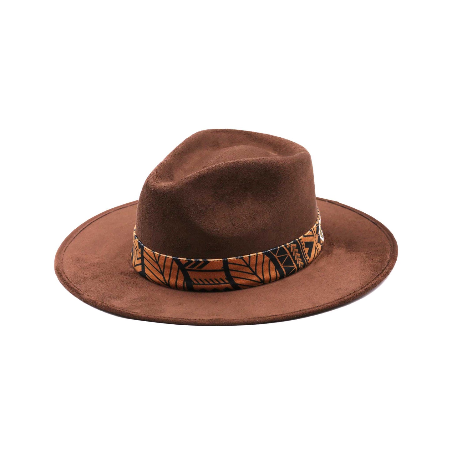 Kapelusze Fedora Suede Choco Brown z unikalnym wzorem i paskami