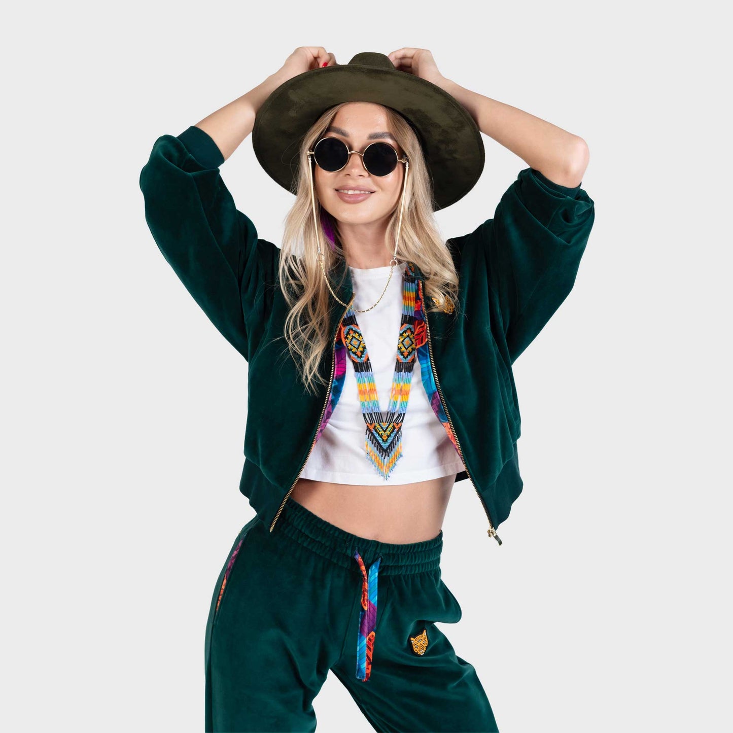 Dark Green Female Velour Sets Womens Clothing | by AWAKEN ART