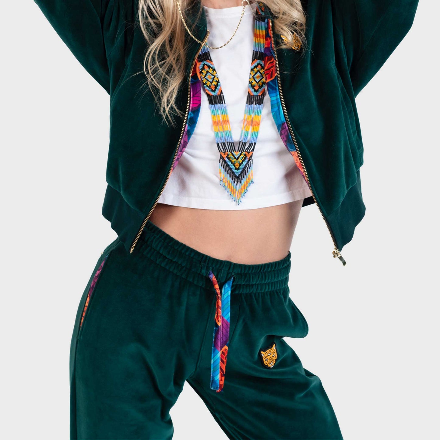 Dark Green Female Velour Sets Womens Clothing | by AWAKEN ART