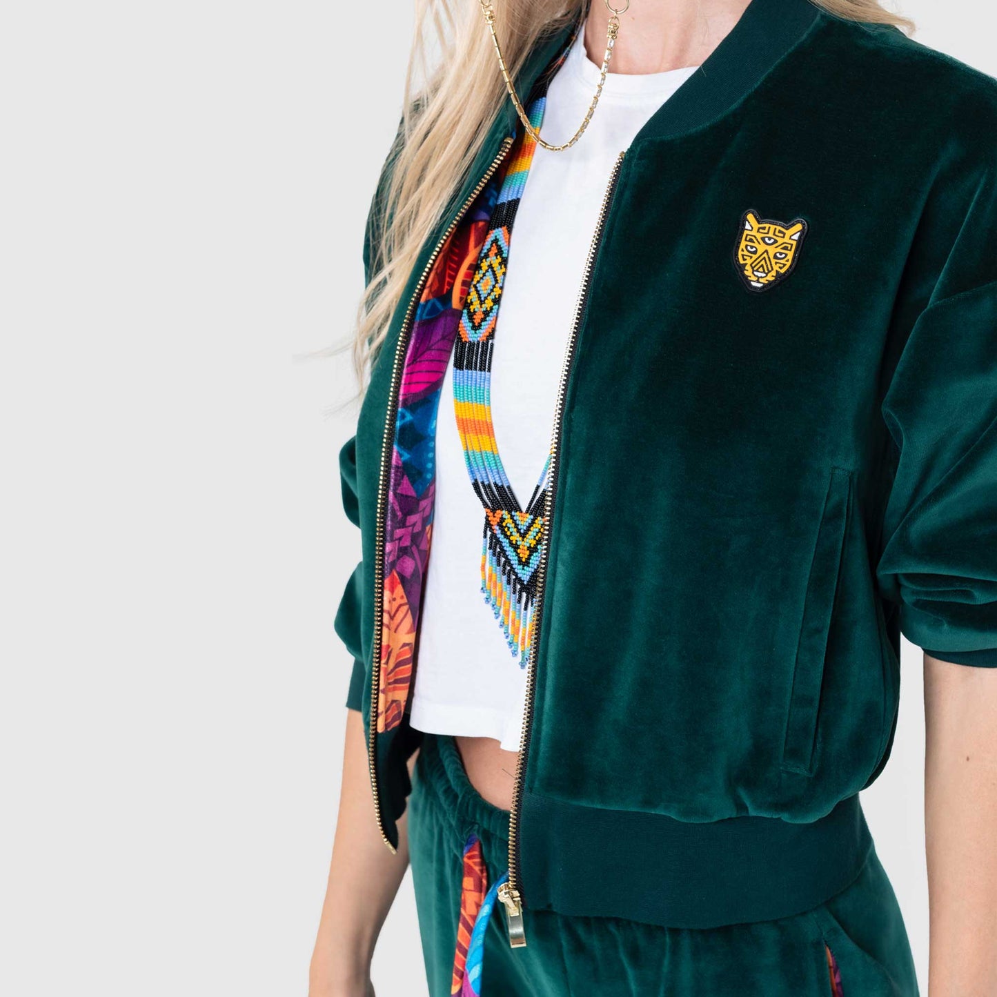 Dark Green Female Velour Sets Womens Clothing | by AWAKEN ART