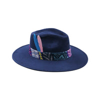 Dark Blue suede fedora hat by AWAKEN ART
