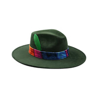 Dark Green 2 suede fedora hat by AWAKEN ART