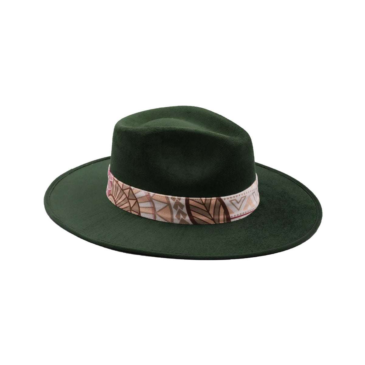 Dark Green Fedora Hat with Subtle Band and Feathers