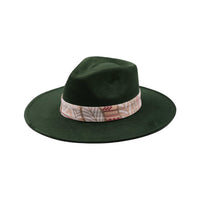 Dark Green Fedora Hat with Subtle Band and Feathers