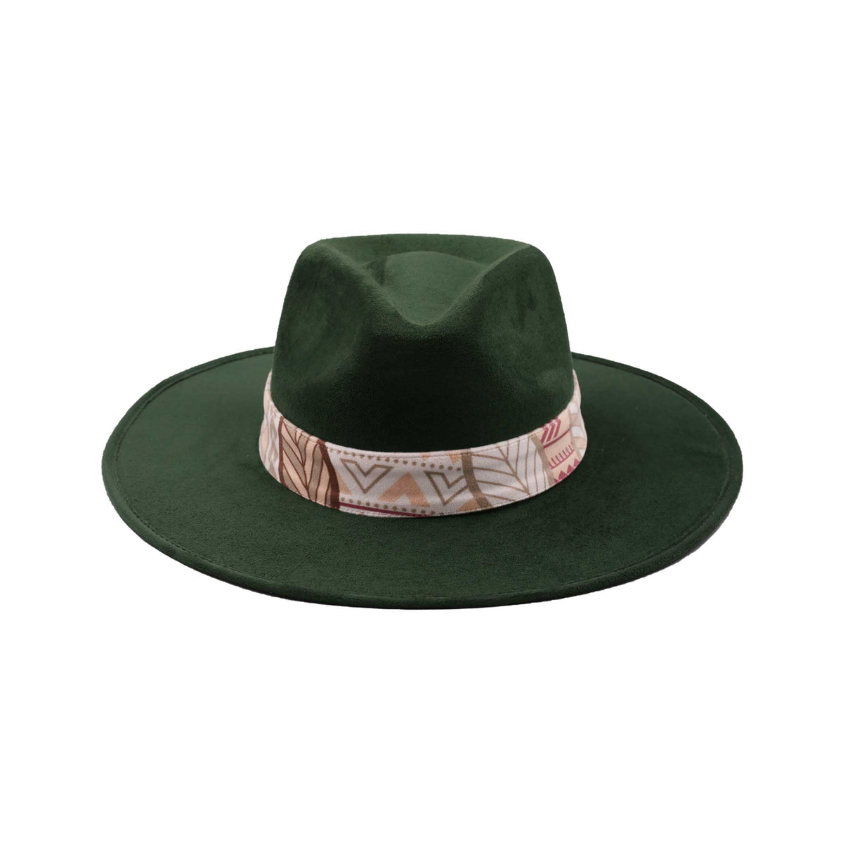 Dark Green Fedora Hat with Subtle Band and Feathers