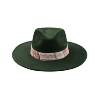 Dark Green Fedora Hat with Subtle Band and Feathers
