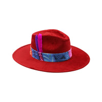 Dark Red suede fedora hat by AWAKEN ART