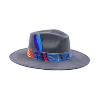 Grey suede fedora hat by AWAKEN ART