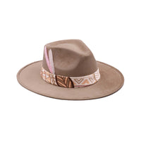Light Brown suede fedora hat by AWAKEN ART