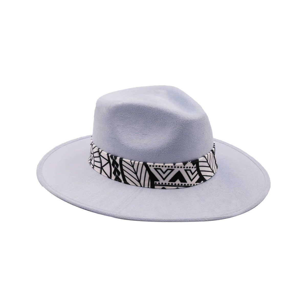 Kremowobiały kapelusz Fedora w czarno-białe paski
