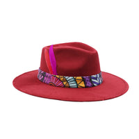 Red suede fedora hat by AWAKEN ART