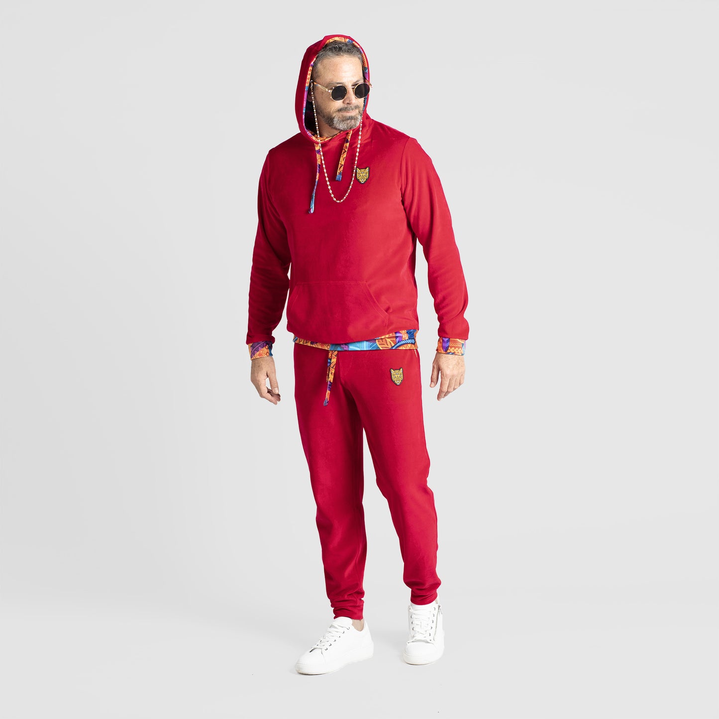 Red Artistic Velour Hoodie Mens Stylish Outfit | by AWAKEN ART