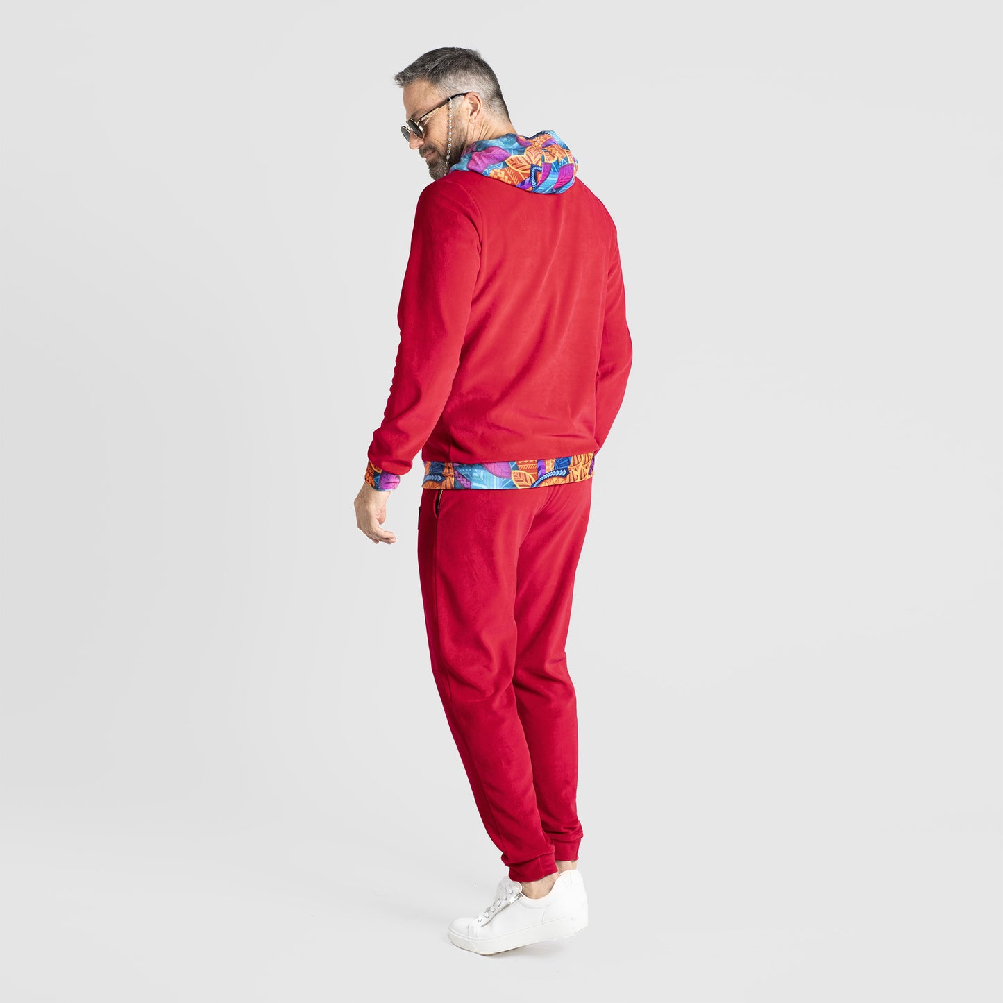 Red Artistic Velour Hoodie Mens Stylish Outfit | by AWAKEN ART