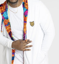 Biały kardigan męski z weluru