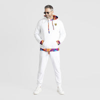 White Velour Hoodie Unique Design Mens Outfit High Quality | by AWAKEN ART