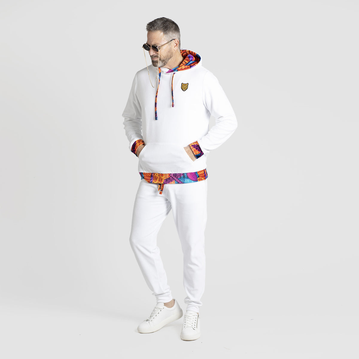 White Velour Hoodie Unique Design Mens Outfit High Quality | by AWAKEN ART