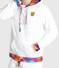 White Velour Hoodie Unique Design Mens Outfit High Quality | by AWAKEN ART