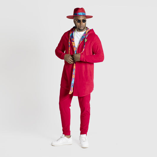 Unique Design High Quality Red Velour For Men Stylish Cardigan  | by AWAKEN ART