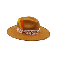 Orange suede fedora hat by AWAKEN ART