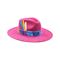 Pink 2 suede fedora hat by AWAKEN ART