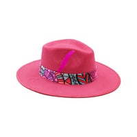 Pink suede fedora hat by AWAKEN ART
