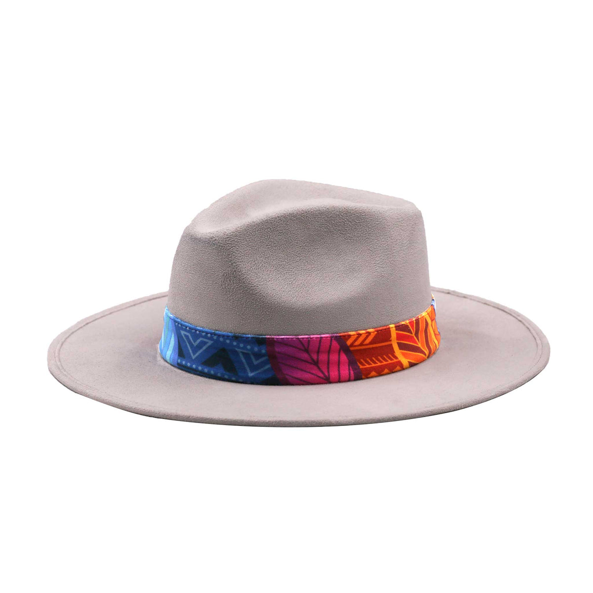 Cream White Fedora Hat with Colorful Band and Feathers