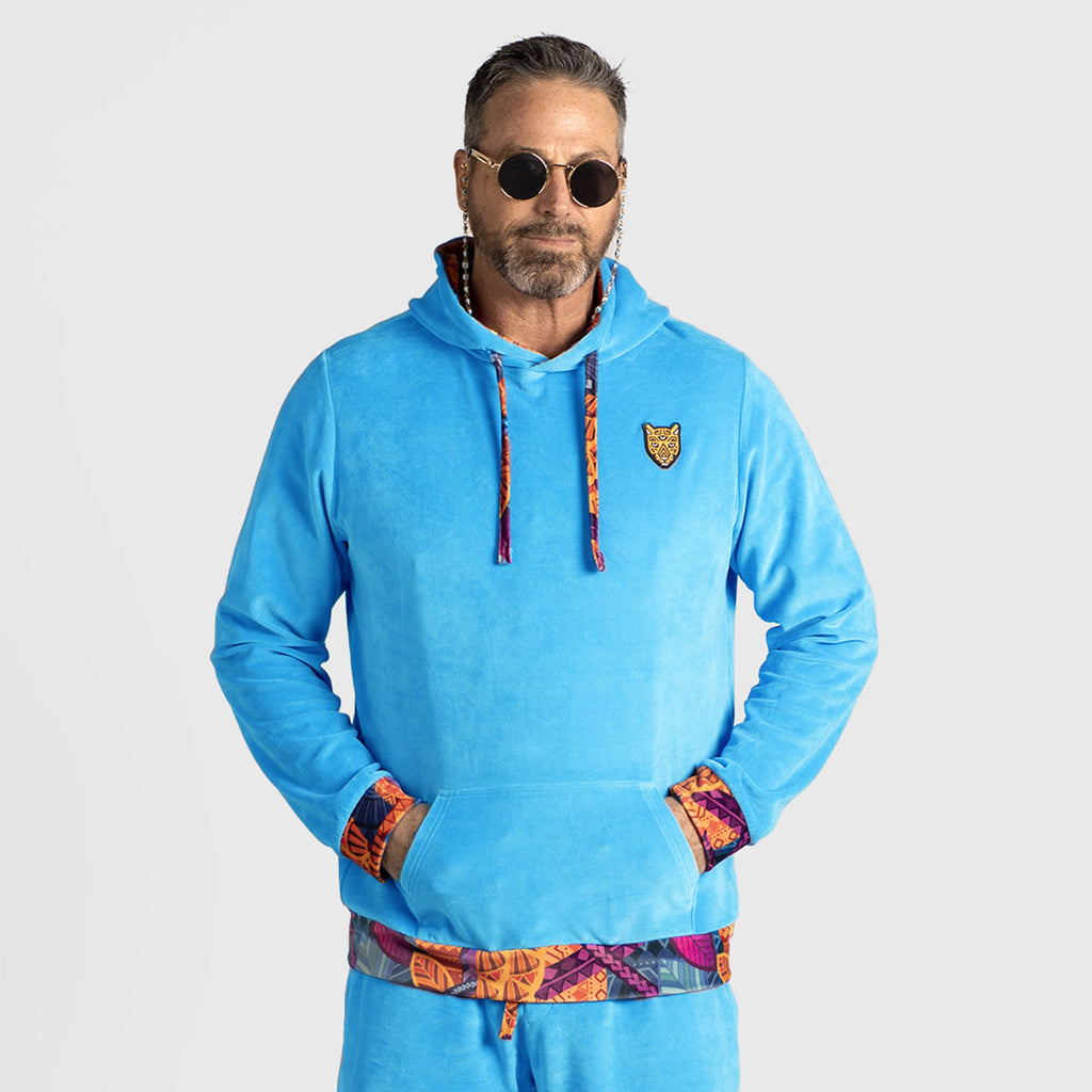 Artistic Velour Blue Hoodie Mens Stylish Outfit | by AWAKEN ART