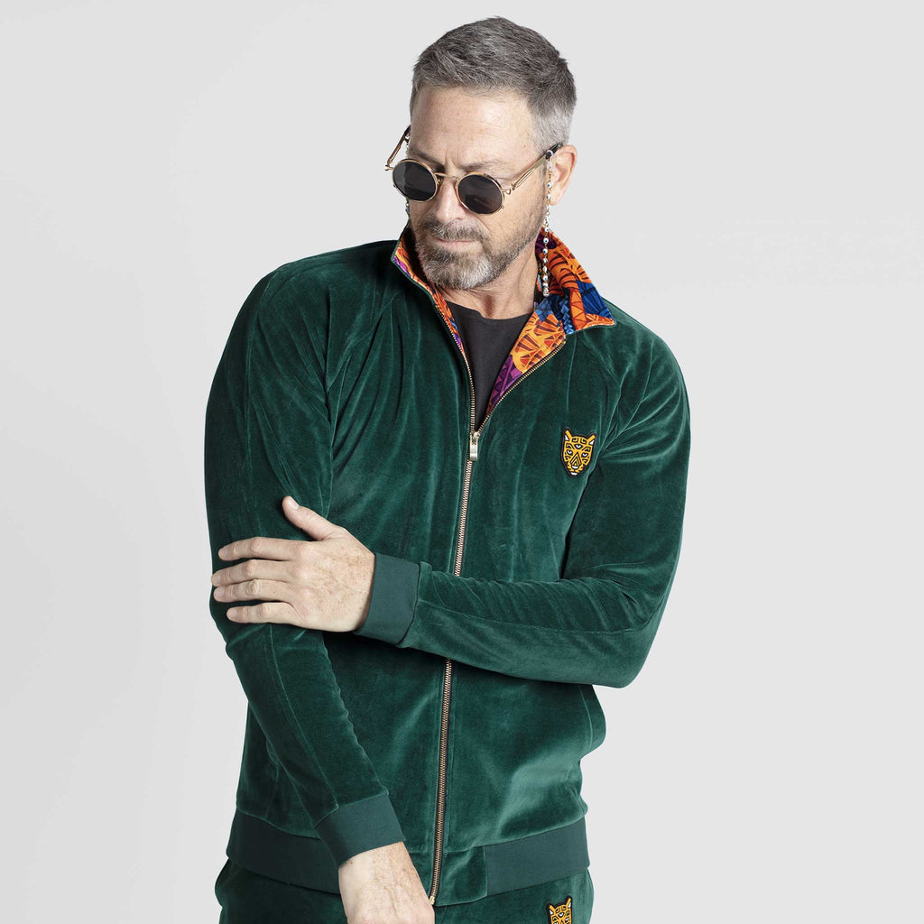 Dark Green Velour Sets Mens High Quality Design by AWAKEN ART