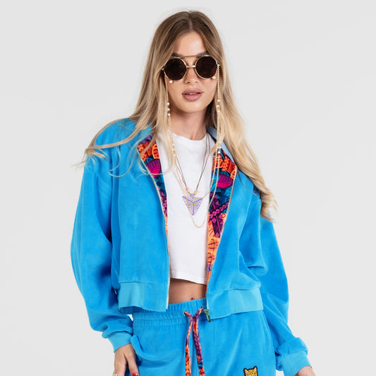 Blue Female Velour Sets Unique Style Artistic Womens Clothing | by AWAKEN ART